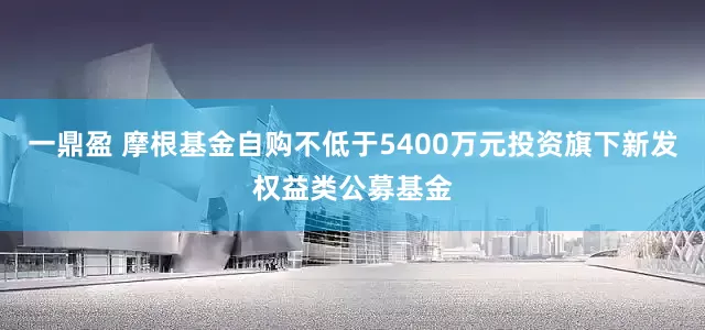 一鼎盈 摩根基金自购不低于5400万元投资旗下新发权益类公募基金